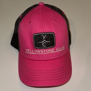 Girls Yellowstone Club youth fit trucker hat, gray and pink, EUC